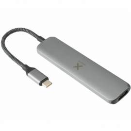 Xtorm Adapter XXWH03 USB-C Hub 4 w 1  (pleciony kabel) szary